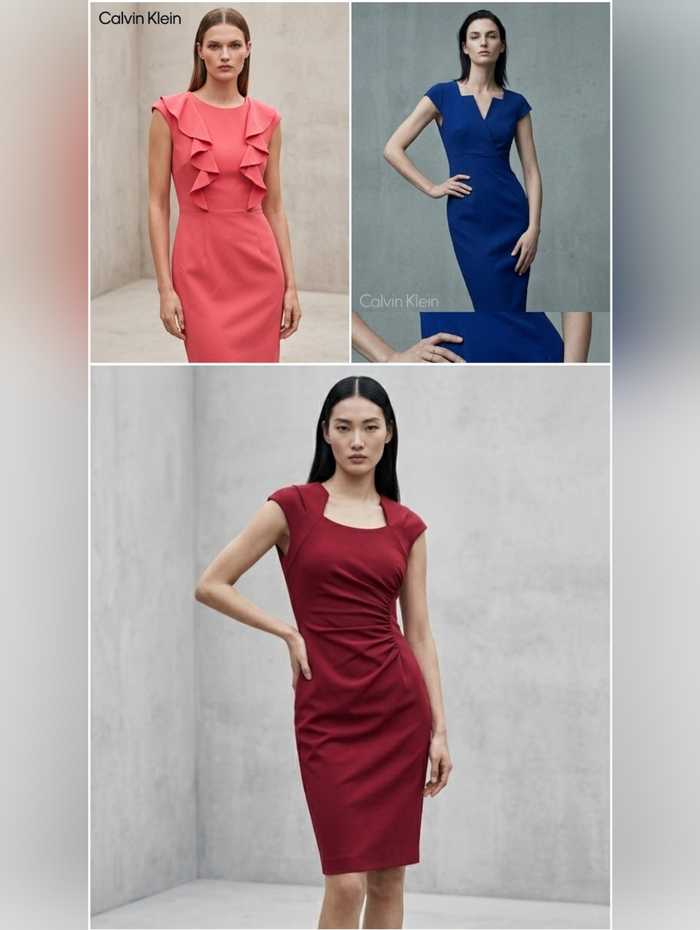 ‼️SAVE $220‼️Calvin Klein Midi Dress Bundle - Blue, Pink, Red Dress Bundle